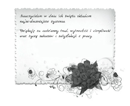 Mały bukiet czerwonych róż z życzeniami dla nauczycieli